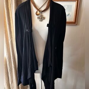 Nordictrack XL Black Cardigan Open Front Waterfall Drape Design Lightweight